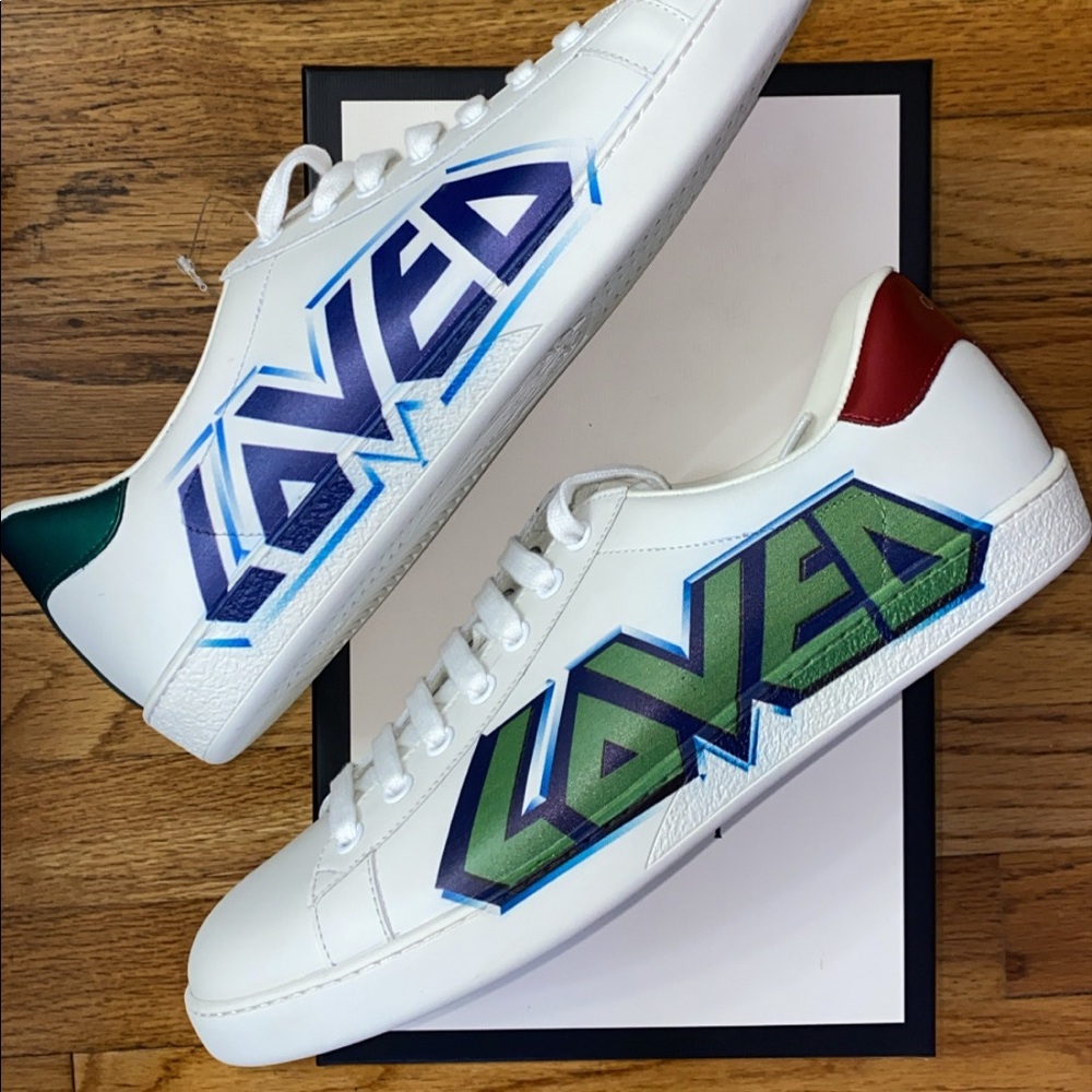 Gucci Ace Loved Leather Sneaker Size 9.5